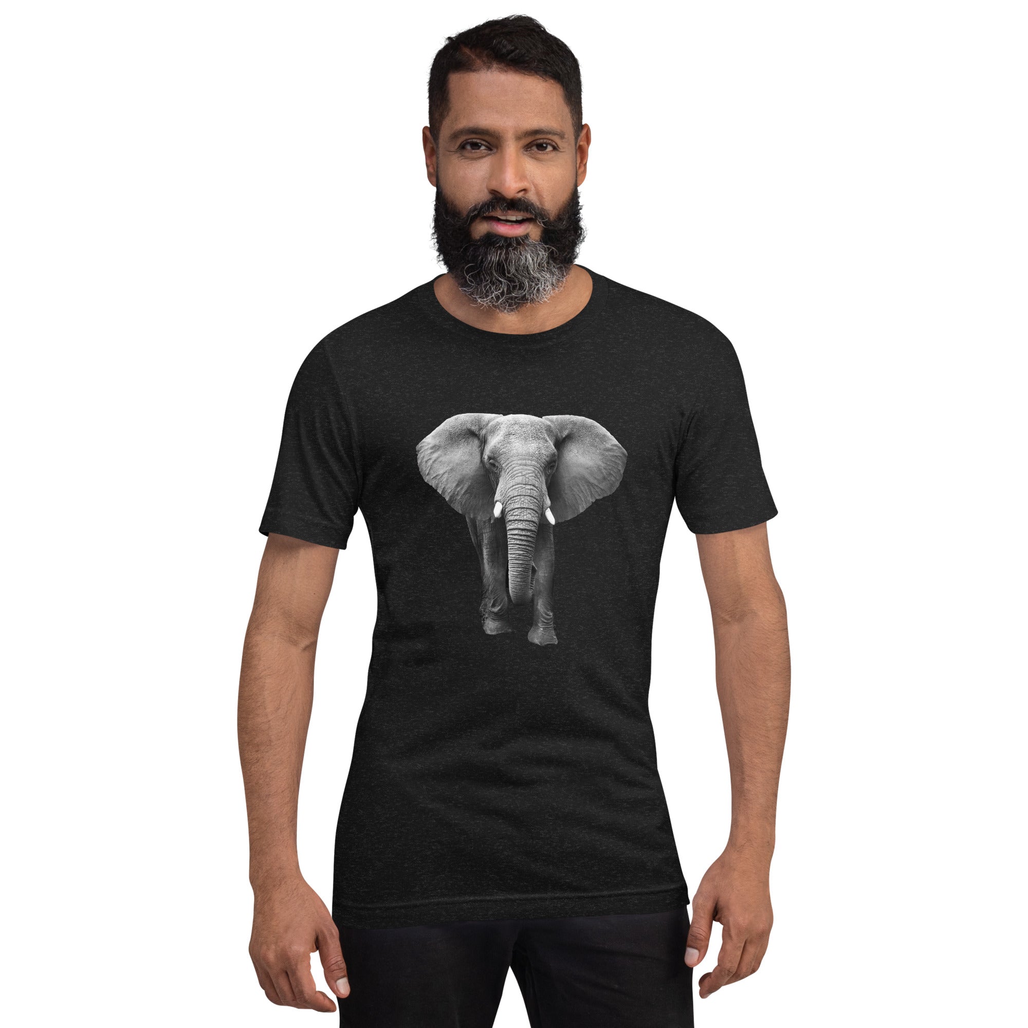 Elephant on a black t-shirt