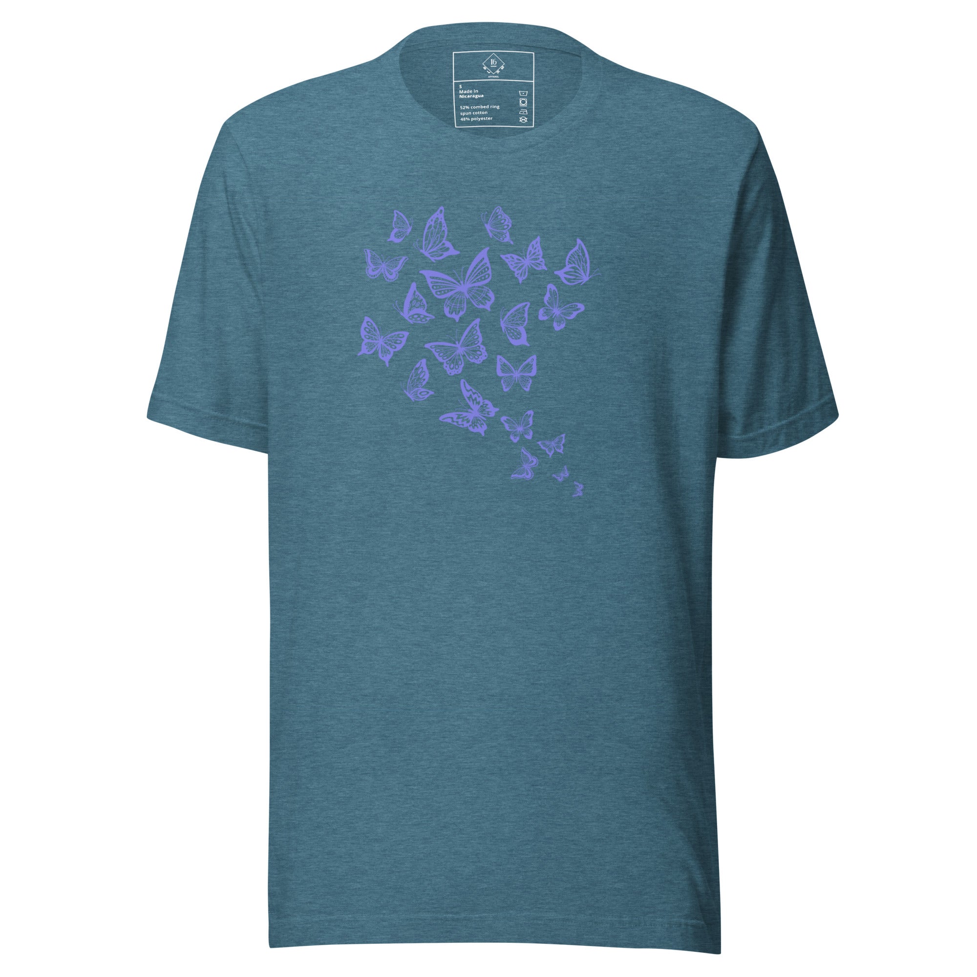 enchanting butterflies women t-shirt color heather deep teal
