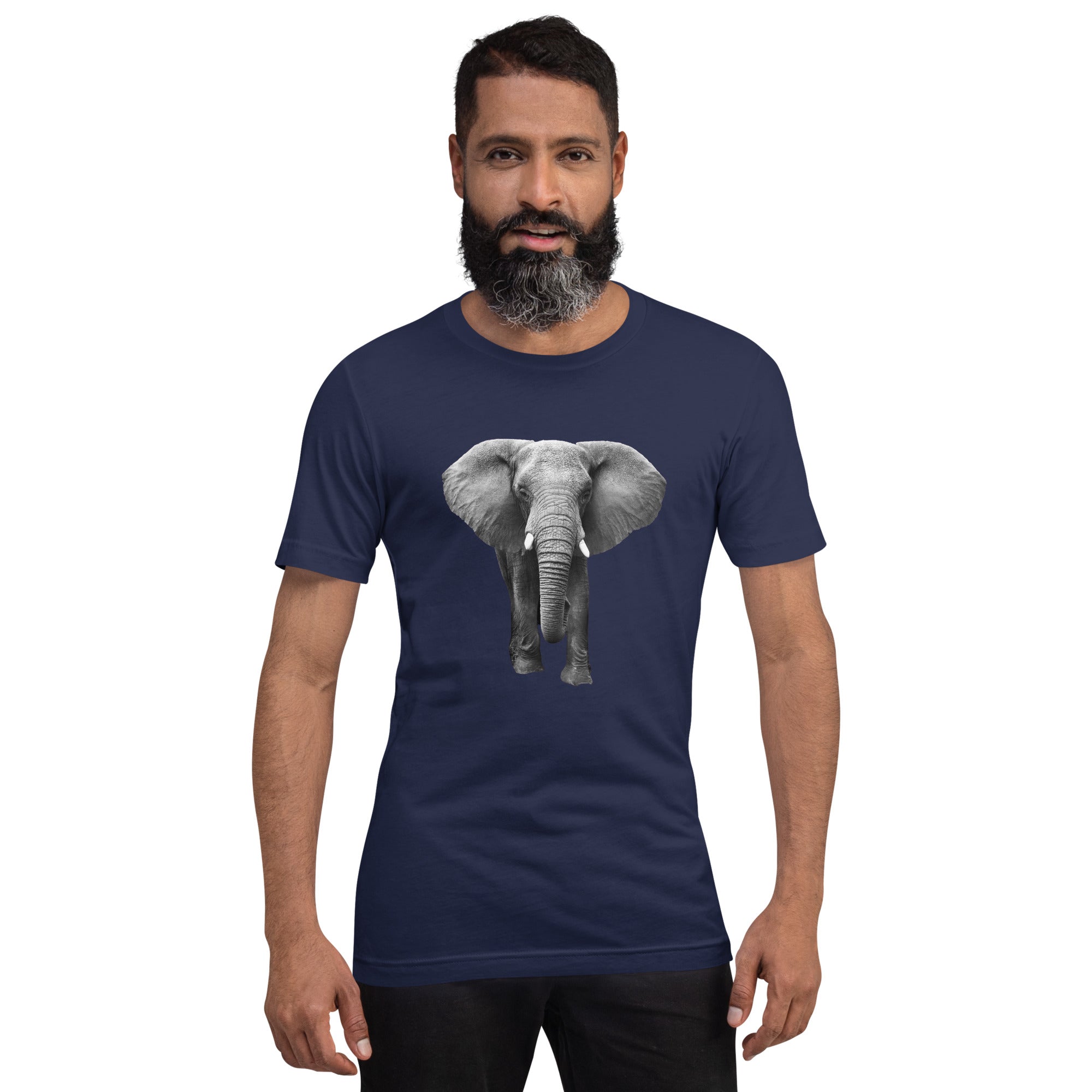 Elephant on a blue t-shirt