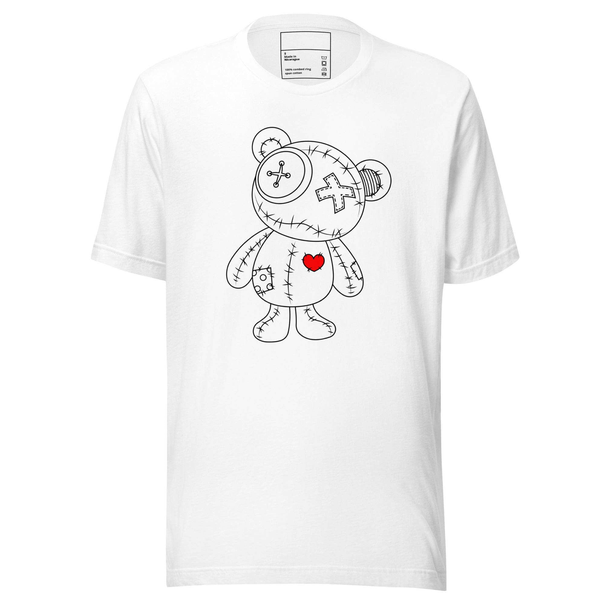 love bear shirt a bear with a read heart. color white