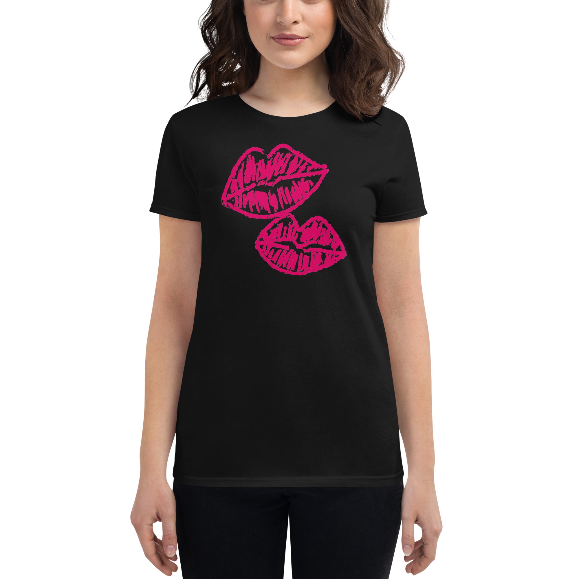 bold kiss graphic tee / black /16blks